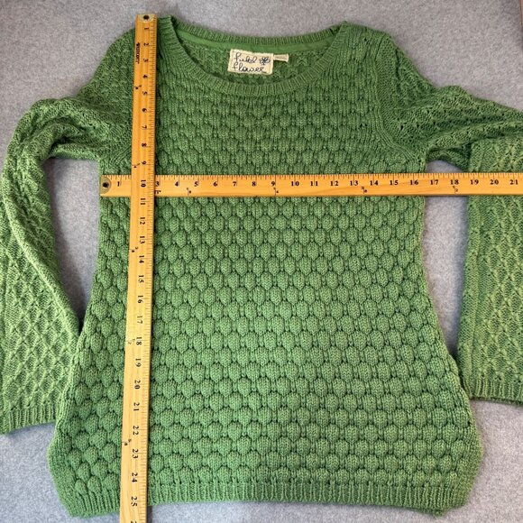 Field Flower Anthro Green Knit Long Sleeve Sweater Size Small Wool‎ Mohair Blend - Picture 2 of 11